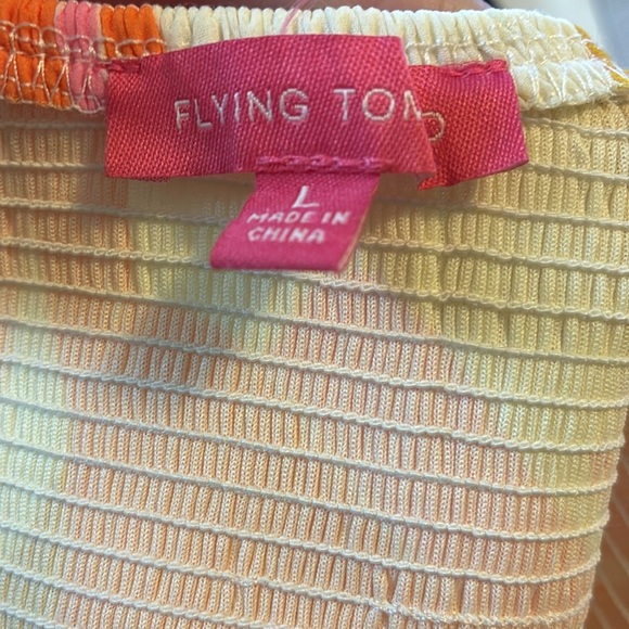 Flying Tomato Multi Color Puff Sleeve Crop Top Large - Picture 7 of 9